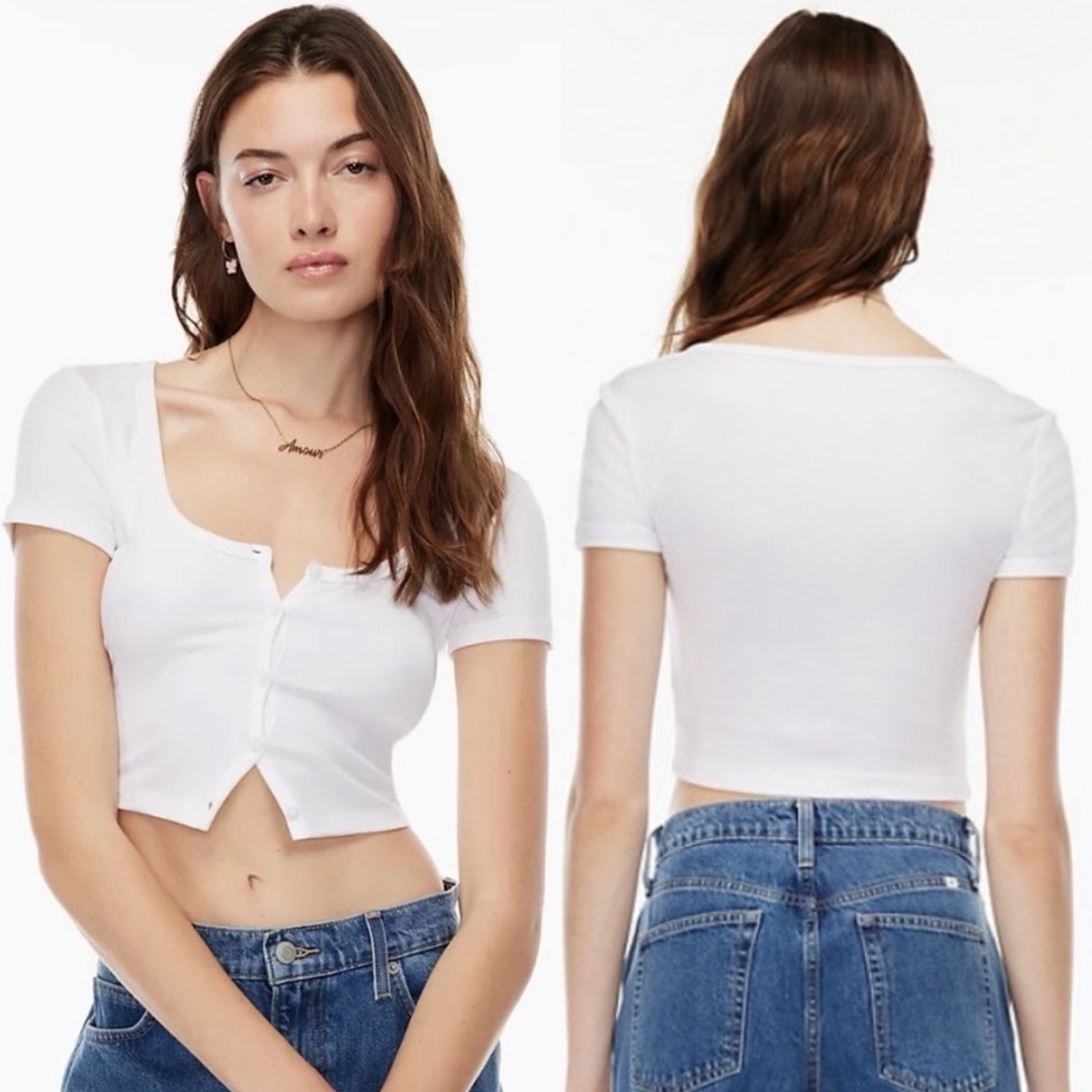 Sunday Best Aritzia Holly Crop Short Sleeve Tee White